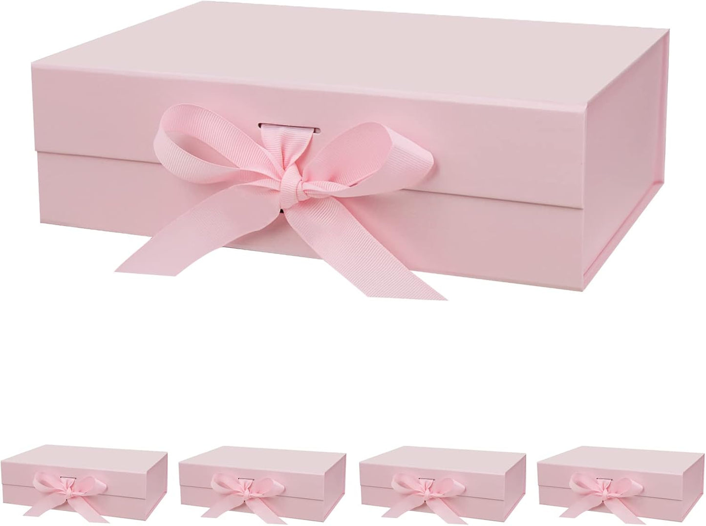DaiUni 10.5"X7.5"X3.1" Pink Magnetic Gift Box with Lid and Ribbon for Presents