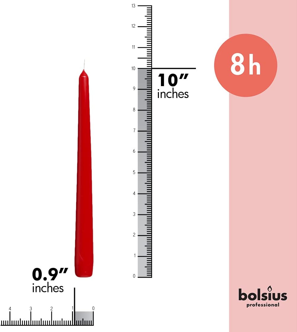 BOLSIUS Ivory Taper Candles - 10 Pack Unscented 10 Inch Dinner Candle Set - 8 Hours Burn Time - Premium European Quality - Smokeless and Dripless Household, Wedding, Party, and Home Décor Candlesticks