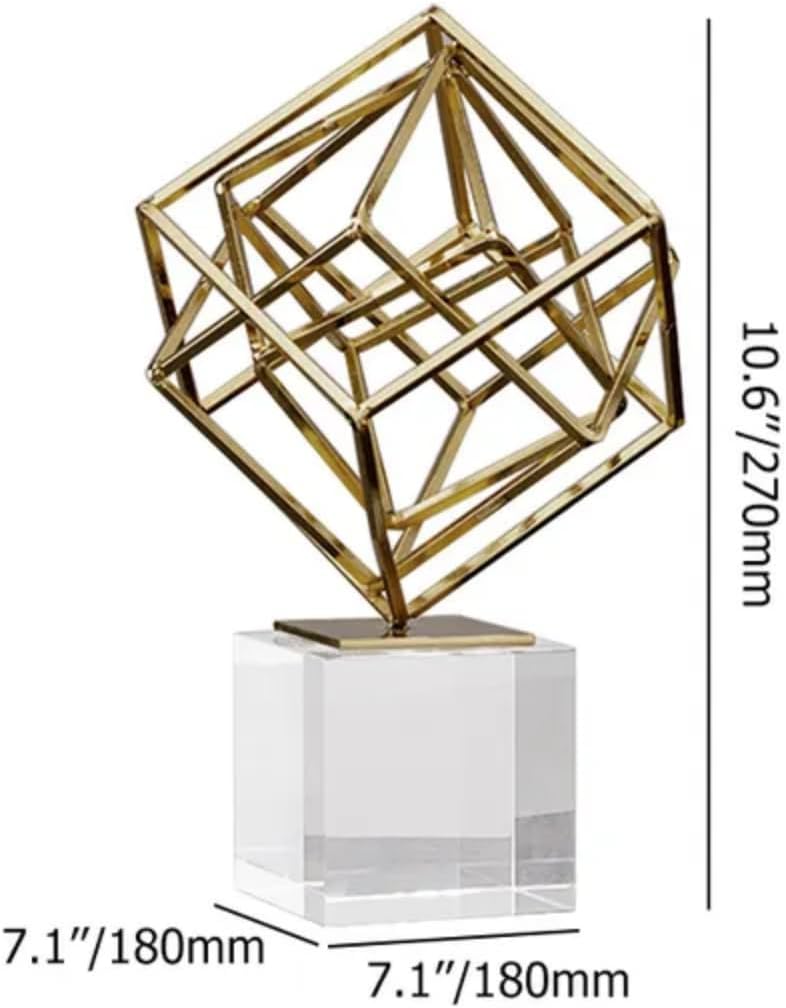 Homary Modern Abstract Art Decoration Metal Globe Ornament Sculpture Decor with Rectangle Stand Black & Gold