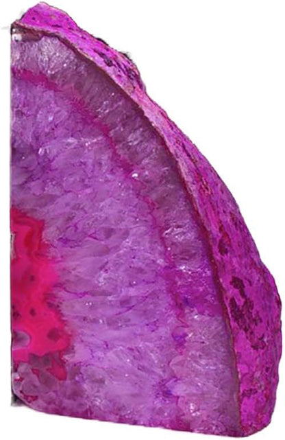 JIC Gem Dyed Blue Agate Bookends Geode Decorative Book Ends for Heavy Books with Rubber Bumpers for Office and Home Decoration Polished Small Size 2 to 3 Lbs