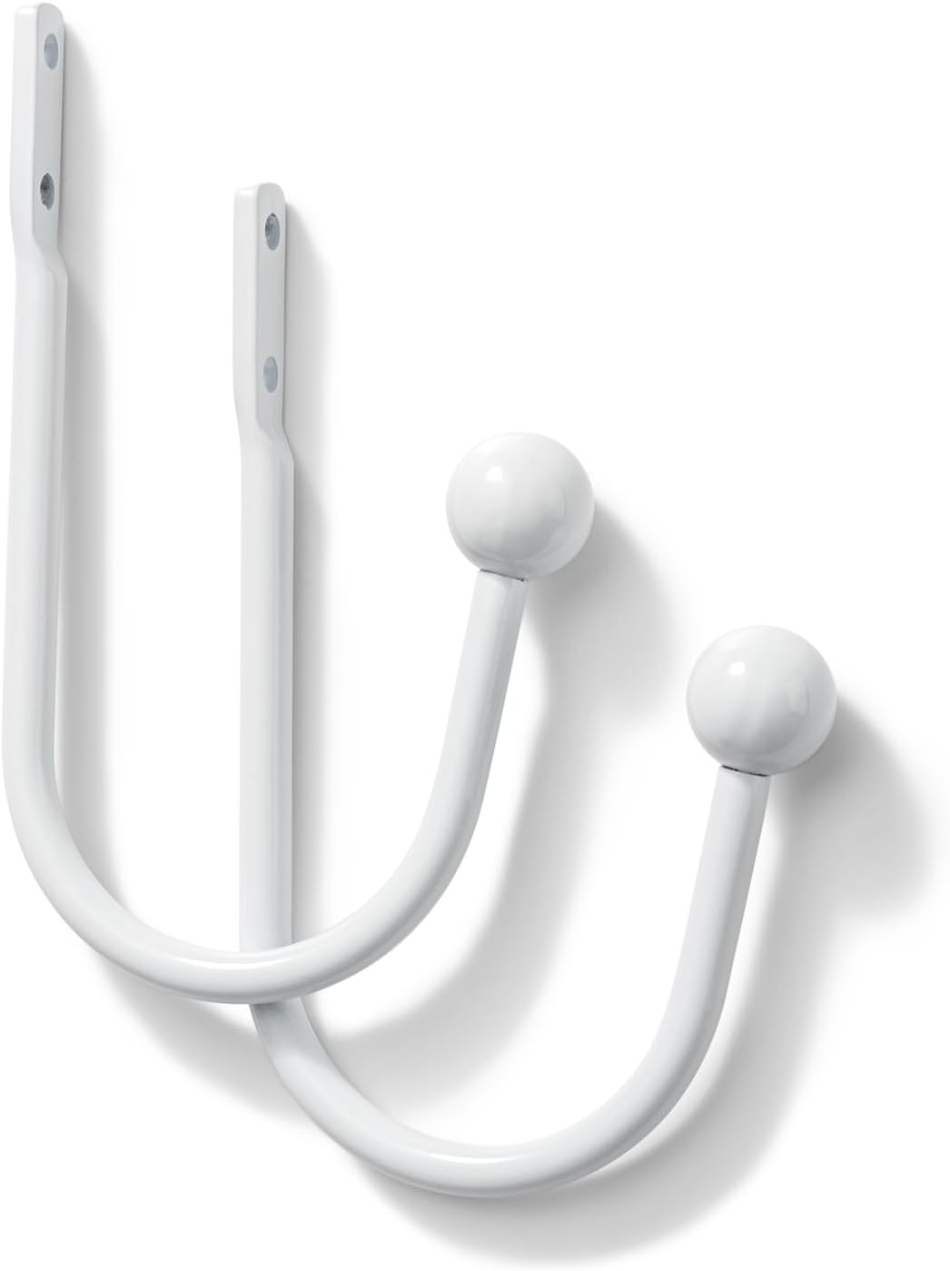 2 Pack Curtain Holdbacks - Silver, Decorative Drapery Wall Hooks with Hardware, Curtain Pull Back Hooks, Metal Curtain Tiebacks Wall Mounted, Window Side Holders for Drapes, Curtain Accessories