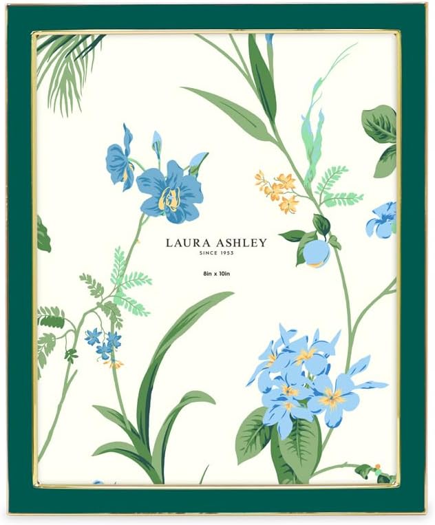 Laura Ashley 5x7 Navy Enamel Picture Frame, Gold Metal Edge with Easel, for Countertop, Counterspace, Tabletop Display, Bookshelf, Desk, Wall Décor, Photo Gallery (5x7, Navy W/Gold)