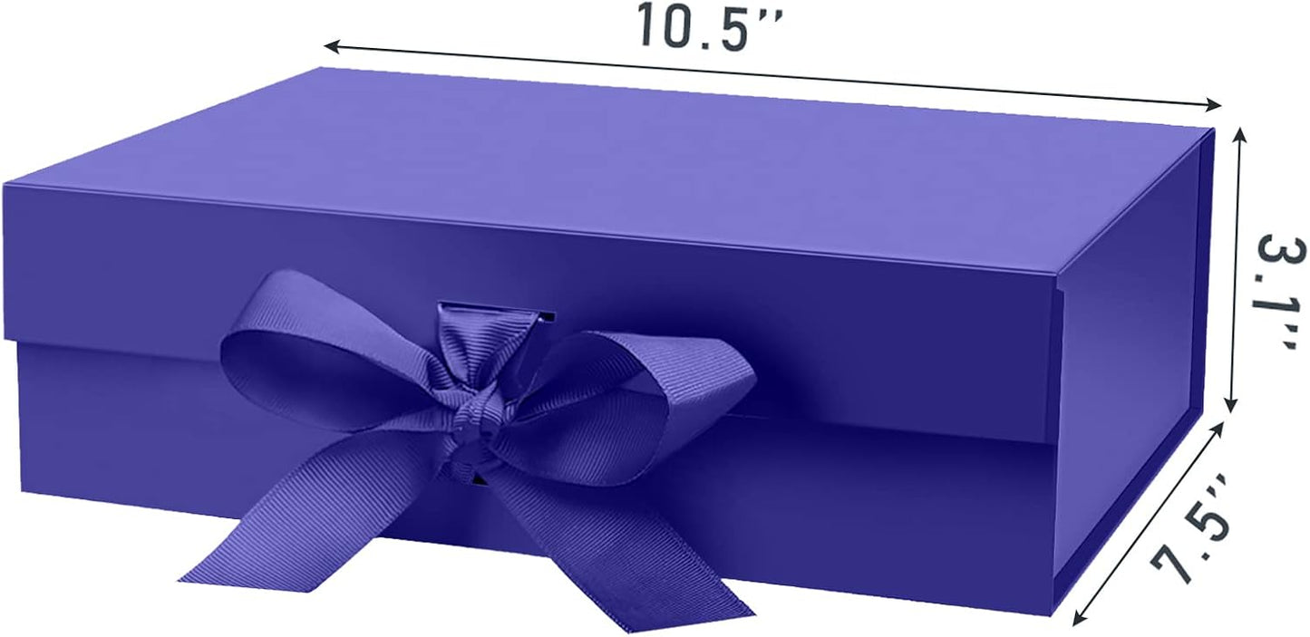 DaiUni 10.5"X7.5"X3.1" Pink Magnetic Gift Box with Lid and Ribbon for Presents