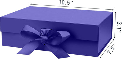 DaiUni 10.5"X7.5"X3.1" Pink Magnetic Gift Box with Lid and Ribbon for Presents