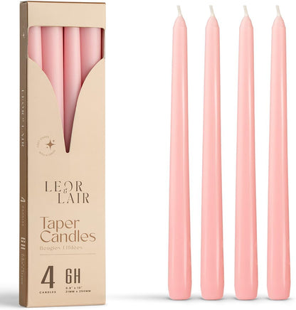Leor & Lair Ivory Taper Candles - 4 Pack 10" Ivory Candlesticks - Unscented Cream Candle Sticks for Home Decoration, Holiday Tables, Weddings, Restaurants & Business Events