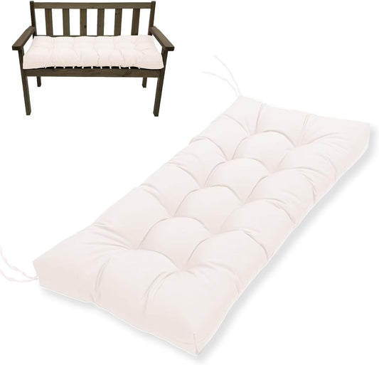 MTMR Outdoor Bench Cushion-44X19 Water-Repellent Tufted Porch Swing Cushions with High Elasticity PP Cotton and Ties Fade-Resistant Patio Outdoor Chair Cushion for Bench Furniture, Indoor Seat Cushion