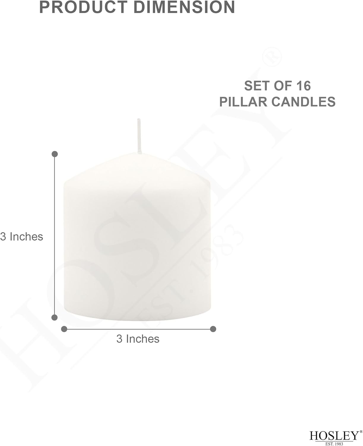 Hosley 2x3 High Pillar Candles, Set of 6. White, Unscented. Bulk Buy. Ideal for Wedding, Emergency Lanterns, Spa, Aromatherapy, Party, Reiki, Candle Gardens O4