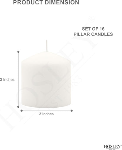 Hosley 2x3 High Pillar Candles, Set of 6. White, Unscented. Bulk Buy. Ideal for Wedding, Emergency Lanterns, Spa, Aromatherapy, Party, Reiki, Candle Gardens O4