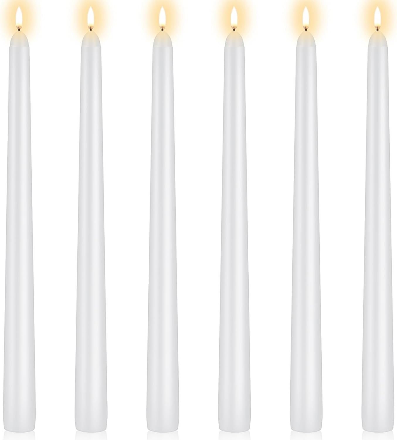 KORCCI Ivory Taper Candles 10 Inch - Set of 6 Long Candles, 8 Hours Long Burning, Smokeless & Unscented & Dripless, for Christmas Holiday Décor, Weddings, Birthdays, Dinner, Rituals (Ivory)