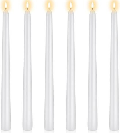 KORCCI Ivory Taper Candles 10 Inch - Set of 6 Long Candles, 8 Hours Long Burning, Smokeless & Unscented & Dripless, for Christmas Holiday Décor, Weddings, Birthdays, Dinner, Rituals (Ivory)