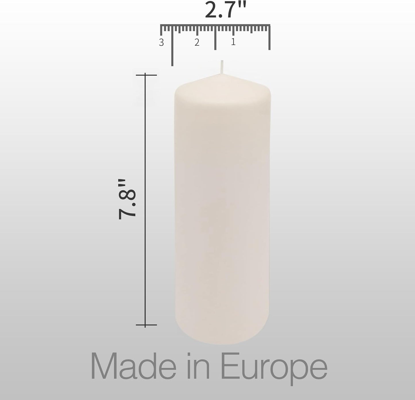 HomeLights Pillar Candles - 2.7x6 inch | 60 Hours Burning, 6 Count - White Unscented Smokeless European Pillar Candles - Perfect for Wedding, Parties, Spas, Home Gatherings and Dinner