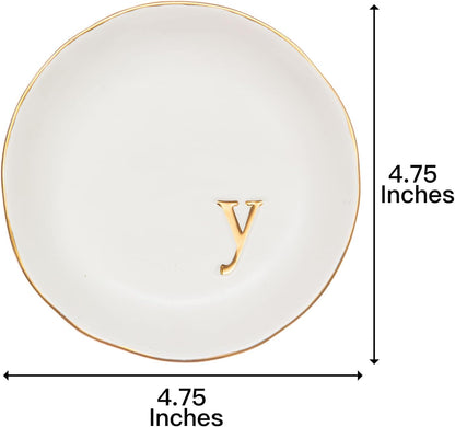 COLLECTIVE HOME - Ceramic Jewelry Tray, Decorative Trinket Dish for Rings Earrings Necklaces Bracelet Watch Keys, Birthday Mother's Day Christmas Gift for Women, 4.75", White Surface (M)