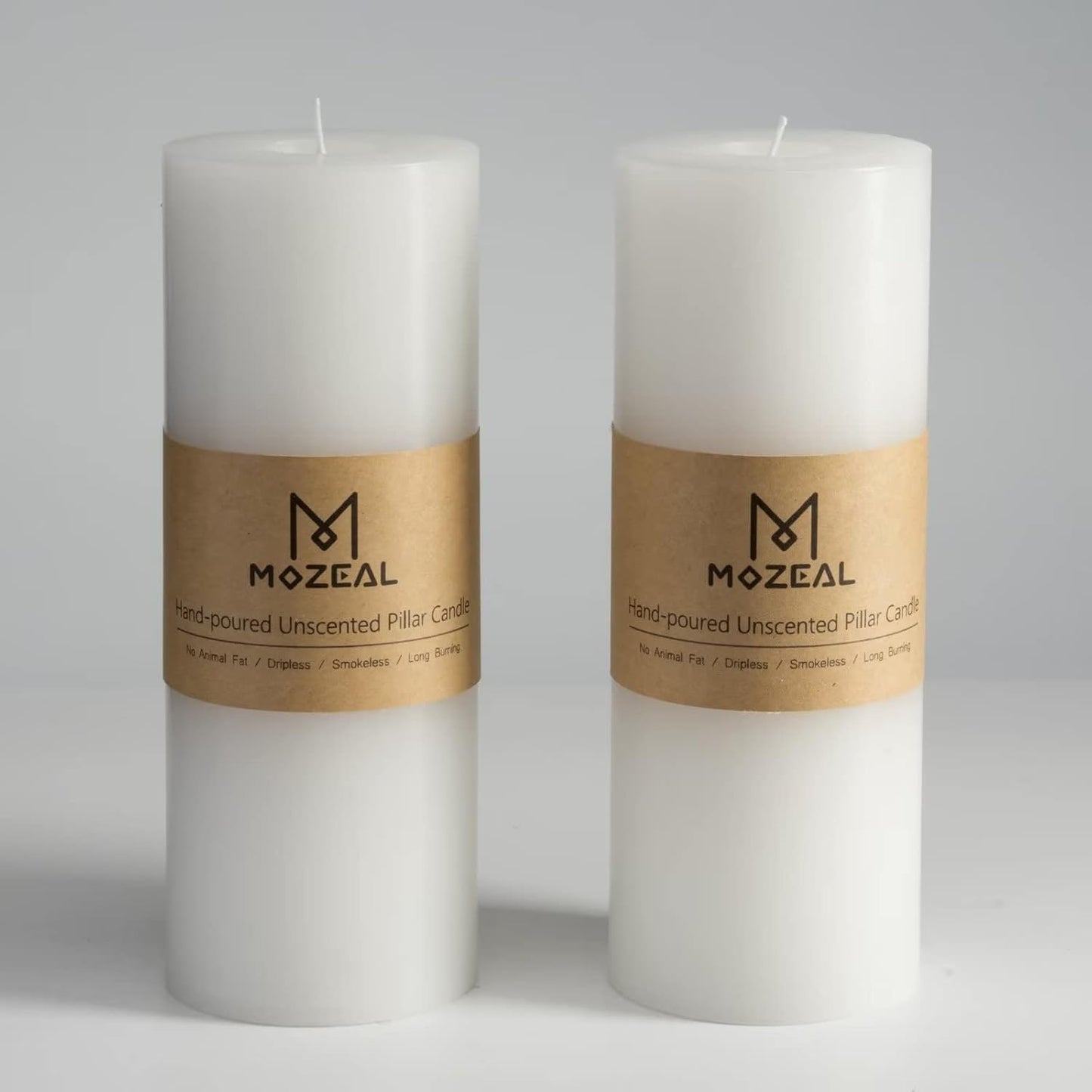 MOZEAL 3" x 4" Hand-Poured Unscented Candle,Dripless Pillar Candle Set of 3,Long Clean Burning,Approx 72 Hours Burn Time,Rustic Country Style,Wedding,Dinner,Christmas and Home Decor,White
