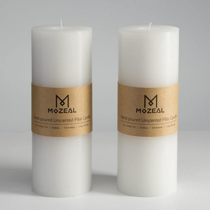 MOZEAL 3" x 4" Hand-Poured Unscented Candle,Dripless Pillar Candle Set of 3,Long Clean Burning,Approx 72 Hours Burn Time,Rustic Country Style,Wedding,Dinner,Christmas and Home Decor,White