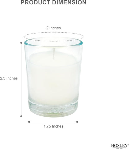 48-Pack Clear Glass Votive Candles – 10–12 Hour Long Burn, Unscented, Ivory, Bulk Set for Weddings, Events & Table Centerpieces – Hosley