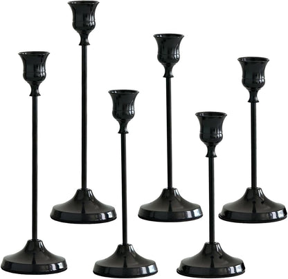 6Pcs Candlestick Holders,Brass Gold Metal Taper Candle Holder for Pillar Candles Sticks Holder for Wedding Fireplace Table Centerpiece Mantel Housewarming Gift
