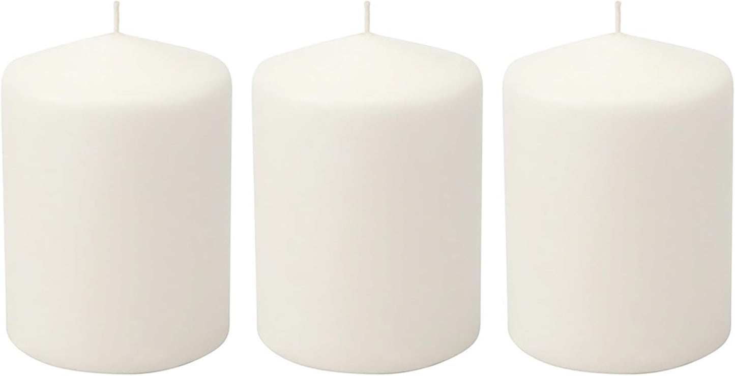 Stonebriar Unscented White Tall Pillar Candles, 65 Hour Burning Candle Pillars, Perfect for Decor, Weddings, Emergencies 3" X 6", 6 count