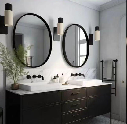 USHOWER Bathroom Mirrors for Over Sink, 36 Inch Circle Mirror with Metal Frame, Black Wall Mirror for Vanity, Entryway, Living Room, Hallway and Bedroom Decor