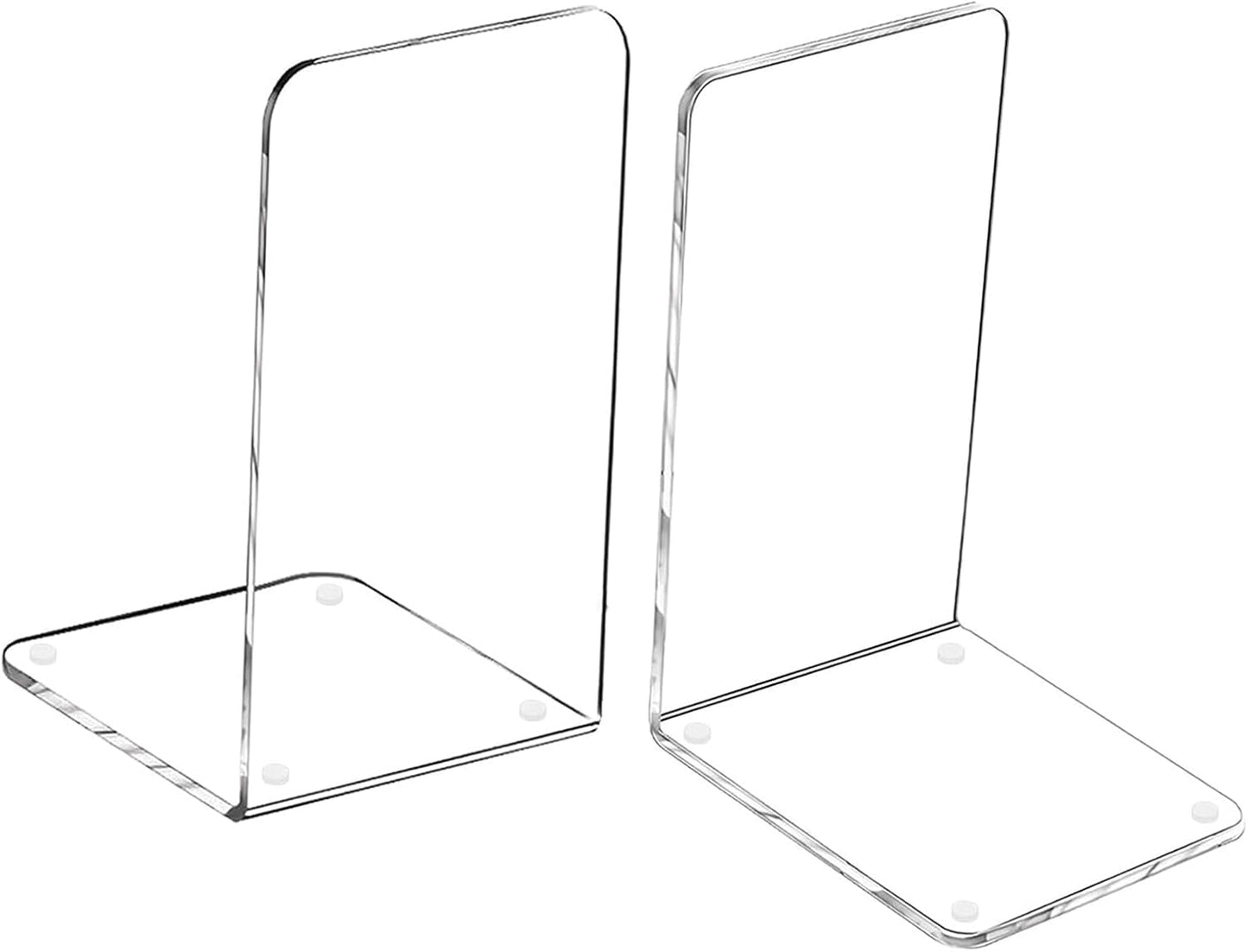 MerryNine Clear Book Ends 2pcs, Acrylic Bookends for Shelves, Non-Slip Bookend Decorative for Heavy Duty Book, Books Holder Stopper for Kids, Bookshelf Dividers Books Organizer for Office Home School