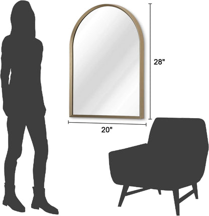 Black Arched Mirror, Modern Bathroom Wall Mirror Aluminum Alloy Framed Mirror Brushed Metal Vanity Wall Mounted Mirror for Livingroom Bedroom Entryway Room 16"x12"