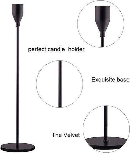 Matte Black Candle Holders Set of 3 for Taper Candles, Decorative Candlestick Holder for Wedding, Dinning, Party, Fits 3/4 inch Thick Candle&Led Candles (Metal Candle Stand)