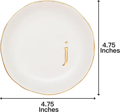 COLLECTIVE HOME - Ceramic Jewelry Tray, Decorative Trinket Dish for Rings Earrings Necklaces Bracelet Watch Keys, Birthday Mother's Day Christmas Gift for Women, 4.75", White Surface (M)