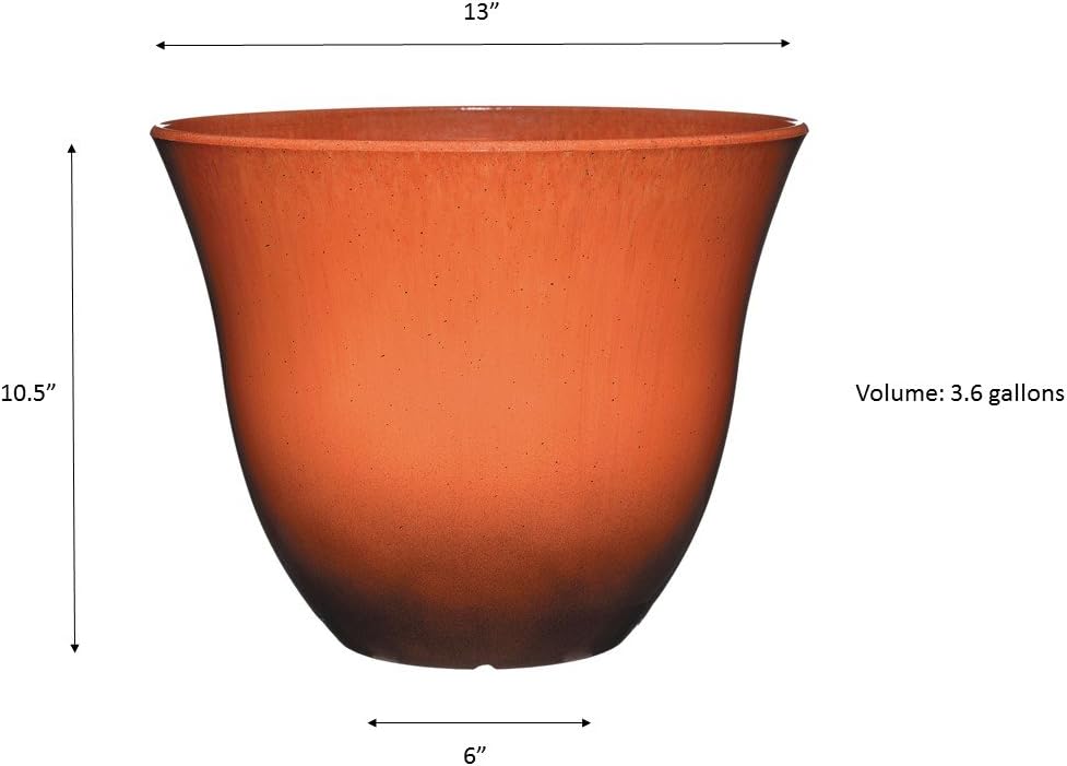 Classic Home and Garden Honeysuckle Resin Planters - Lightweight Indoor & Outdoor Plant Pots - UV-Resistant Plastic Flower Pots - Pot Planters for Flowers & Herbs (15" Distressed Copper)