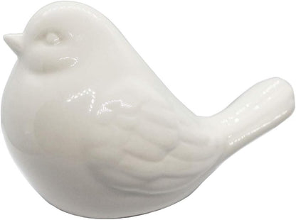 New White Modern Farmhouse Bird Figurine, Bird Statue Sculpture - Carved Rustic Distressed Animal Bird Ornaments - Home Decor Accents Collectible Bird Figurine | Spring