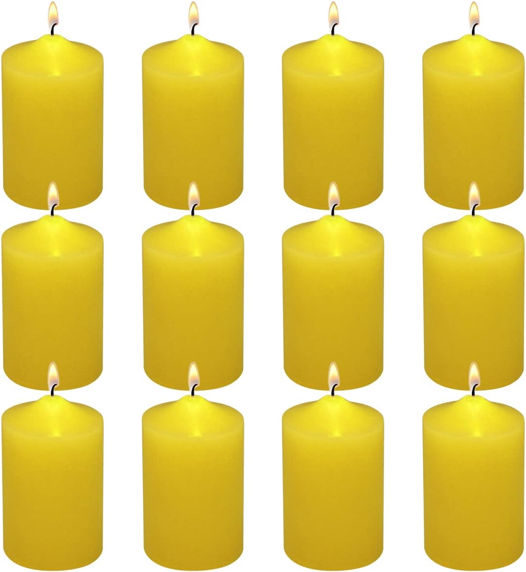 12 Pack Ivory 2x3 Inch Pillar Candles, 22 Hours Unscented Column Candles, Dripless Smokeless Unscented Candles for Home Weddings Restaurant Spa Church and Emergency