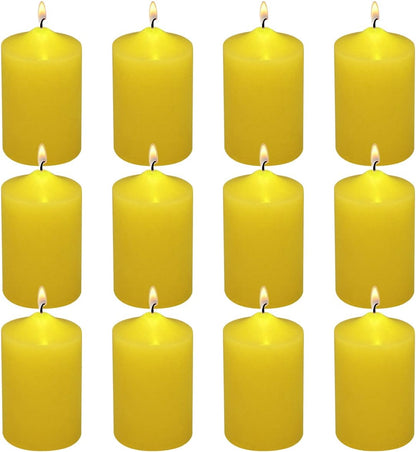 12 Pack Ivory 2x3 Inch Pillar Candles, 22 Hours Unscented Column Candles, Dripless Smokeless Unscented Candles for Home Weddings Restaurant Spa Church and Emergency