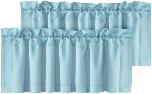 H.VERSAILTEX Blackout Valances for Windows,Navy Blue Short Window Valance Curtains for Living Room/Bedroom/Bathroom Privacy Decorative Rod Pocket Kitchen Valances，2 Panels，52" W x 18" L, Navy - Colors A