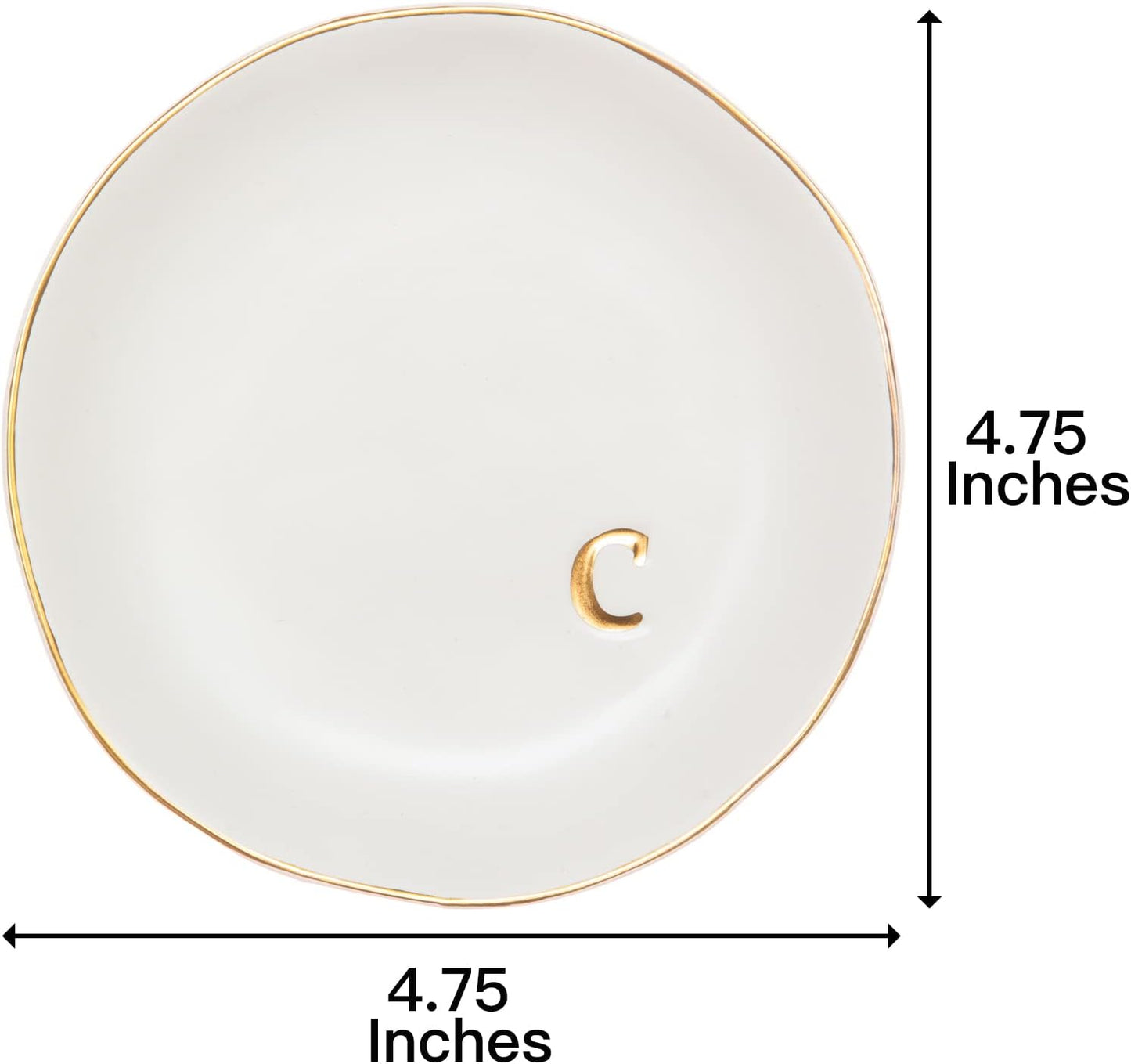 COLLECTIVE HOME - Ceramic Jewelry Tray, Decorative Trinket Dish for Rings Earrings Necklaces Bracelet Watch Keys, Birthday Mother's Day Christmas Gift for Women, 4.75", White Surface (M)