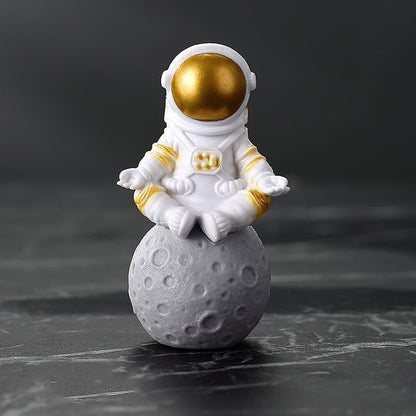 Blue White Astronaut Statues Set of 4, Spaceman Sculpture Figurines Outer Space Theme Decor for Nursery Room Cake Topper