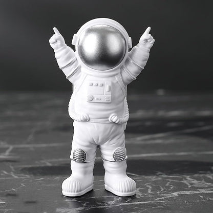 Blue White Astronaut Statues Set of 4, Spaceman Sculpture Figurines Outer Space Theme Decor for Nursery Room Cake Topper