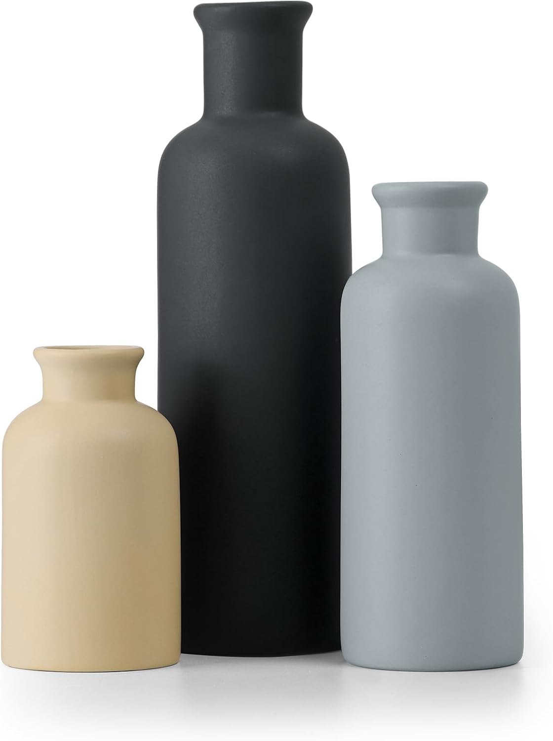 Modern Ceramic Vase Set of 5, Vases Home Decor Rustic Farmhouse Decorative Vase Pottery Vases for Bouquet Pampas Grass Dried Fresh Flowers, Table Living Room Kitchen Bedroom