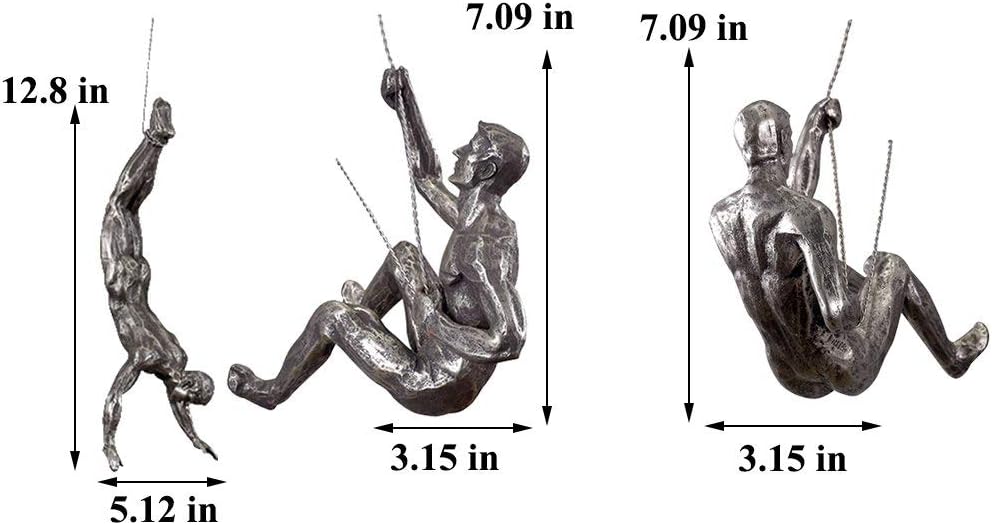 Unbound Resin Climbing Man Wall Sculptures Creative Hand-Finished Sculpture Figurine for Bar/Home/Office Art Decor (Posture Right)