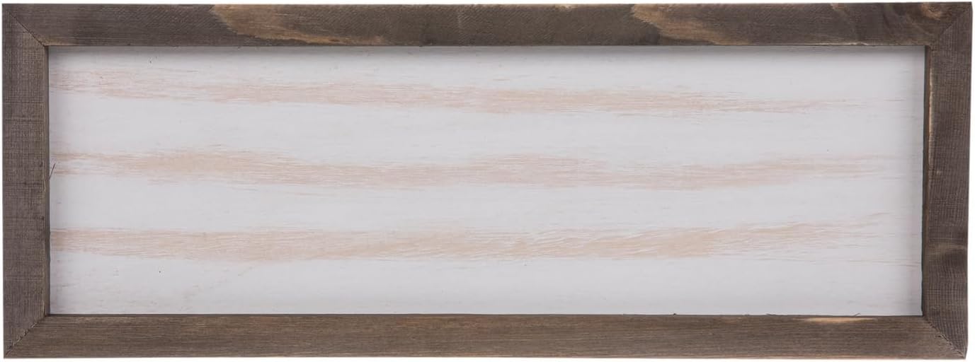 Hobby Lobby Unfinished Rustic Wood Wall Decor Sign, 14 7/8" x 5 1/2" inches (37.78 x 13.97 cm), Whitewash Interior, Brown Frame, DIY Craft Project