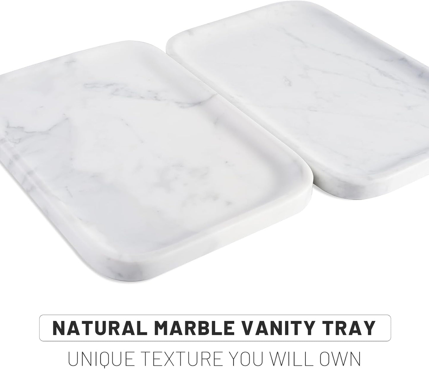 Marble Vanity Tray for Dresser Organizer, Travertine Bathroom Tray Countertop, Beige Decorative Serving Trays, Kitchen Sink Storage, Jewelry & Perfume Holder(Travertino Romano)