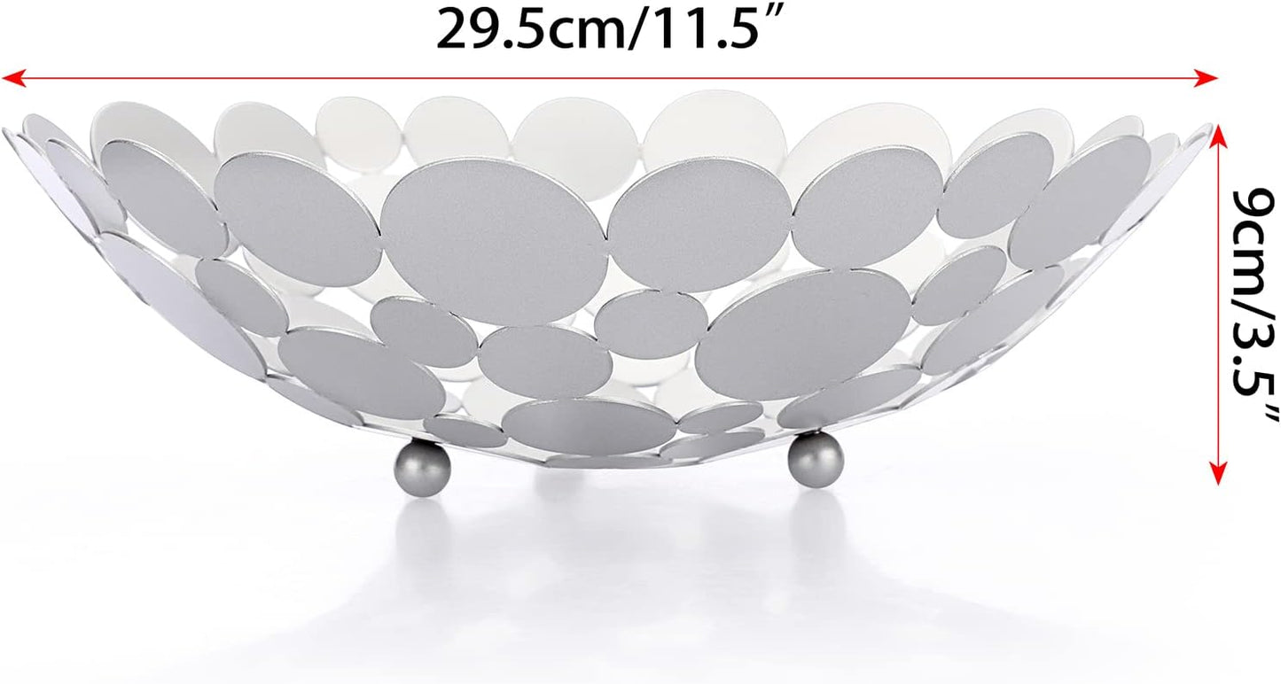 OwnMy Metal Fruit Bowl Basket Creative Table Centerpiece Fruit Stand Decorative Countertop Fruit Holder for Kitchen Counter, Iron Large Fruit Plate Round Storage Tray for Bread Snacks Candy (Black)