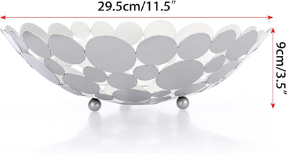 OwnMy Metal Fruit Bowl Basket Creative Table Centerpiece Fruit Stand Decorative Countertop Fruit Holder for Kitchen Counter, Iron Large Fruit Plate Round Storage Tray for Bread Snacks Candy (Black)