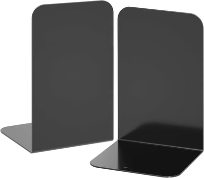 VFINE Bookends 4 Pairs, Black Metal Book Ends, Bookends for Shelves, Book Stopper for Heavy Books, Book Dividers for Home Office School Supplies