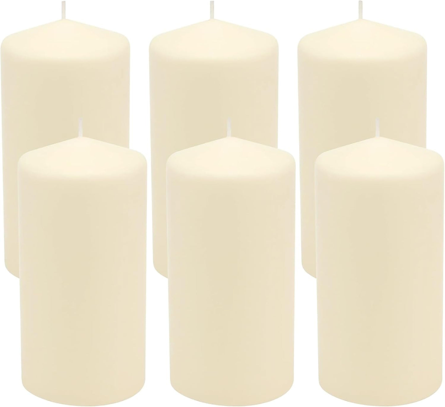 Stonebriar Unscented Pillar Candles – 35 Hour Burn Time, Long-Lasting Wax Candles for Weddings, Holidays, Home Décor & Special Events, Pack of 6, Ivory, 3" x 4"