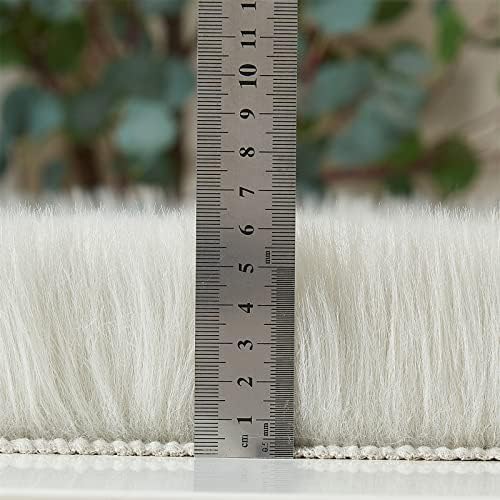 EasyJoy Ultra Soft Fluffy/Fuzzy Shaggy Area Rug Faux Fur Chair Cover Seat Pad for Bedroom Floor Sofa Living Room (2 x 6 ft Sheepskin, Beige)