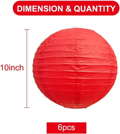 BEISHIDA 10Pcs White Paper Lanterns Decorative Chinese/Japanese Hanging Round Paper Lanterns Lamp for Birthday, Wedding, Christmas, Bridal, Home Decor, Party Decoration(Size of 4”, 6”, 8”, 10”)