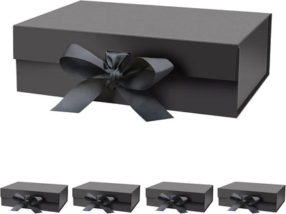 DaiUni 10.5"X7.5"X3.1" Pink Magnetic Gift Box with Lid and Ribbon for Presents