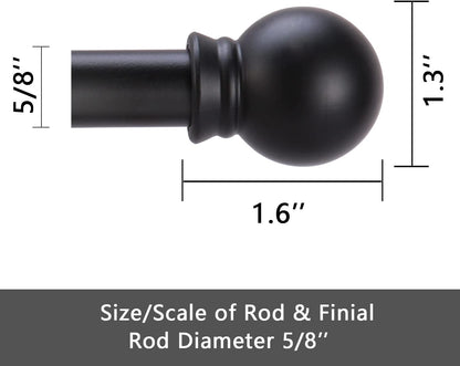 GXOACKJ Curtain Rods for windows 32-48 inch, 5/8 inch Decorative Curtain Rod Set, Matte Black Splicing Heavy Duty Metal Curtain Rod with Brackets