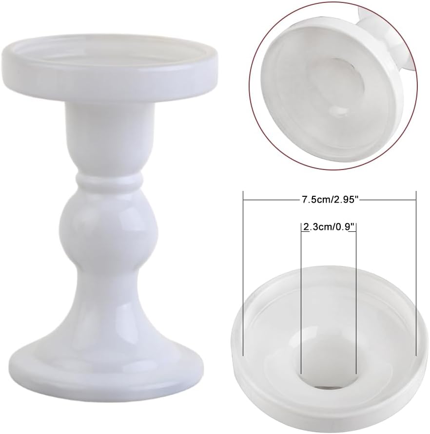 6-Piece Set of Glass Candlestick, Crystal Candlestick Holder Holder and Conical Candle, Christmas Candle Holder Decoration, Family Living Room Wedding Candle Holder (Clear 2sets)