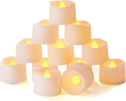 Homemory Timer Tea Lights Candles Battery Operated, 6H Timer Built-in, Auto On Daily, Flameless LED Tealight Votives for Table Centerpieces, Lantern, Holiday Decor, Warm Lamp, No Remote, 12-Pack