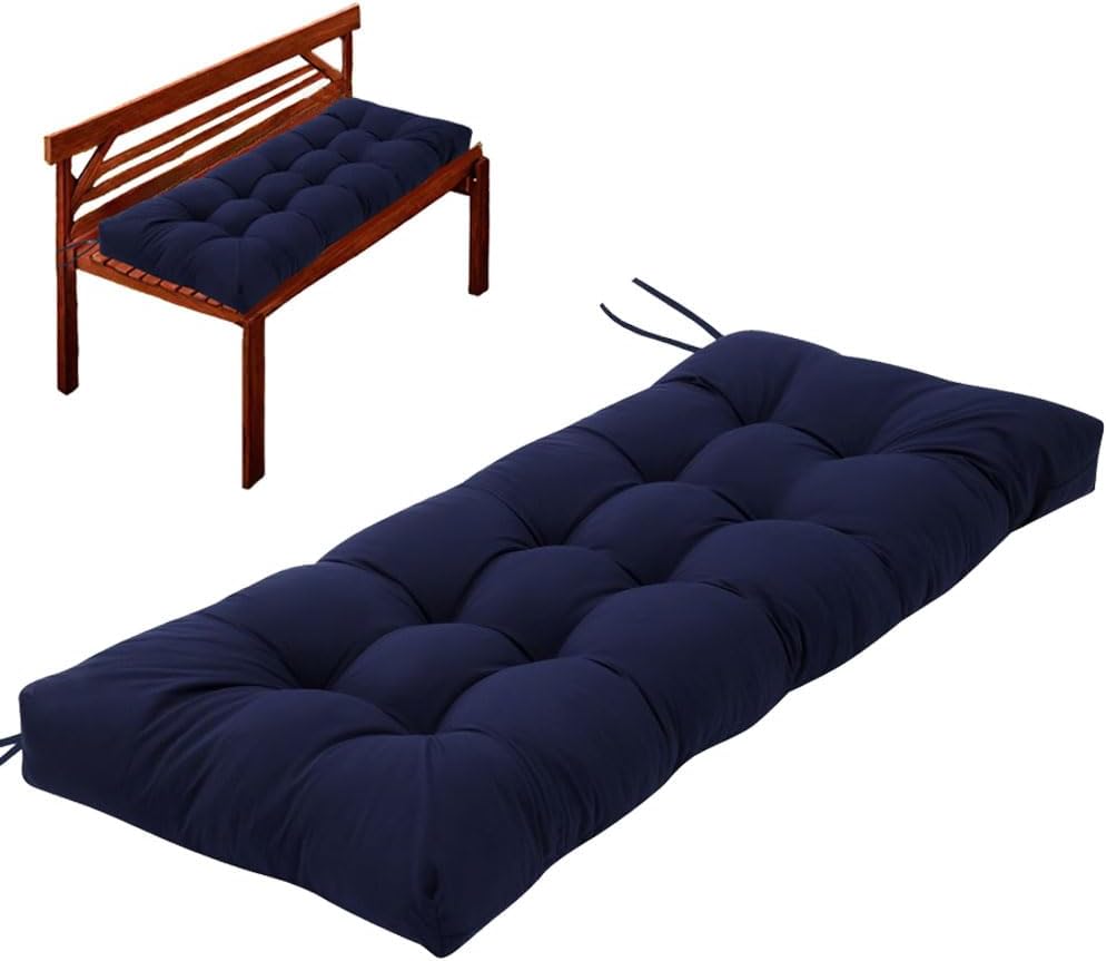 Bench Cushion, Patio Furniture Cushions with Ties, Soft Bench Cushions for Indoor/Outdoor Furniture Kitchen&Dining (Black, 39 * 19.7in)