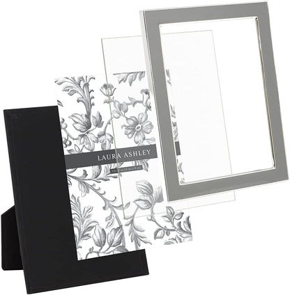 Laura Ashley 5x7 Navy Enamel Picture Frame, Gold Metal Edge with Easel, for Countertop, Counterspace, Tabletop Display, Bookshelf, Desk, Wall Décor, Photo Gallery (5x7, Navy W/Gold)